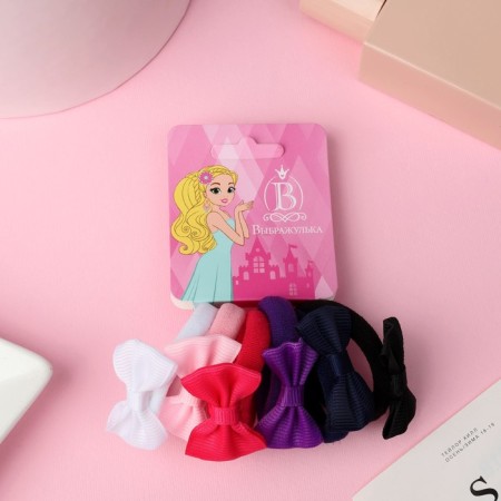 Hair gum "Bow" (set 6 pcs) Classic, mix