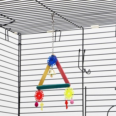 Toy for birds "Multi -colored triangle", with a bell, mix-7