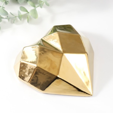 Souvenir Ceramics "Heart 3d Branch" Gold 15x15x5 cm-1