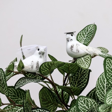 A set of birds for decor and floristry, on the clothespin, plastic, white, 2 pcs., 13 x 3 x 3 cm-5