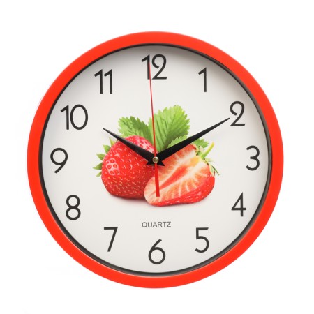 Watching clock, series: kitchen, "strawberries", smooth move, d-25 cm