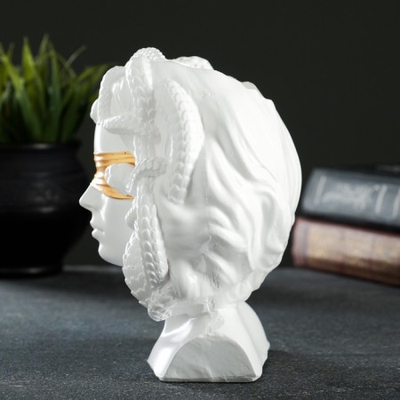 Kashpo - organizer "Gorgon Medusa" White with gold, 13x15x11cm-2