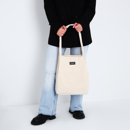 Shopper without fastening, beige color-5