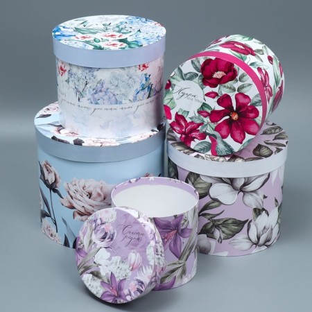 A set of hats 5 in 1, gift packaging, Flower Garden, 13 x 14 - 19.5 x 22 cm-3