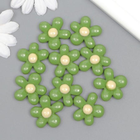 Decor for creativity plastic "Green flower with light green" 2.8x3x1 cm-2