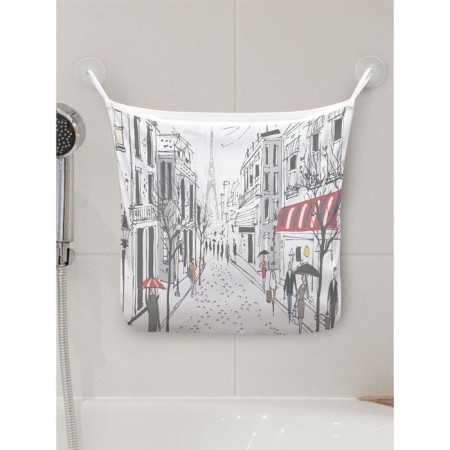 Organizer in a bath on the suction cups "Rainy Paris", for storing toys and trifles, size 33x39 cm