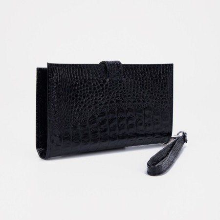 Women's wallet on the button, black color-1