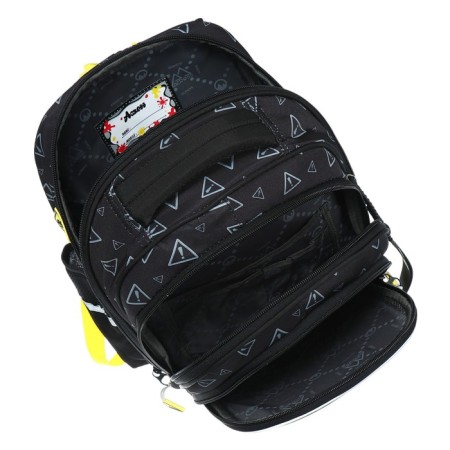 School backpack 40x33x15cm, ergonomic back, Across 410, black/yellow-7