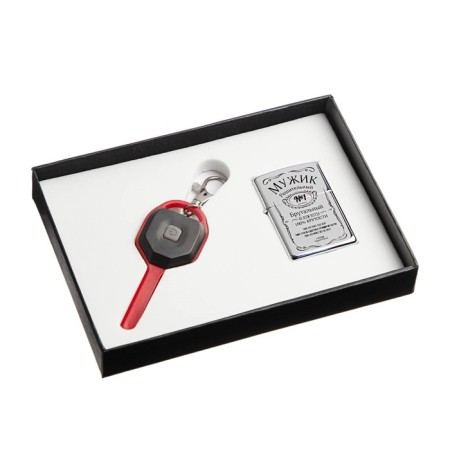 Gift set "Man No. 1" Lighter and keychain with a flashlight-1