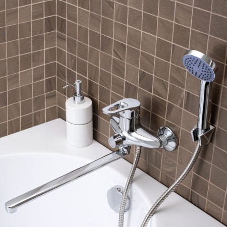 Bath mixer "RMS" SL52-006E-3, pour 350 mm, shower set, zinc, chrome-1