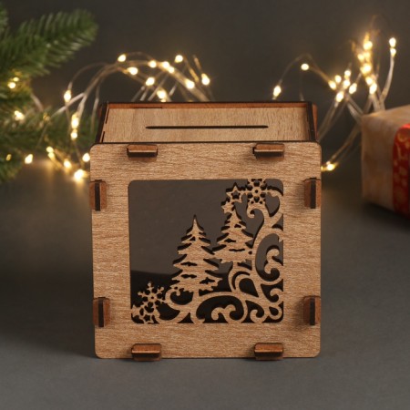New Year's piggy bank "Christmas tree" 12x12x9 cm-1