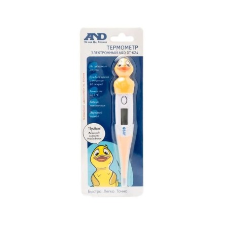 Electronic thermometer A&D DT-624, moisture-proof, flexible tip, memory, "duckling"-2