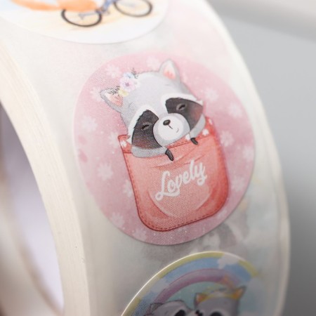 Stick Paper "Cute Beasts" d = 2.5 cm 500 pcs in a roll 3x6.5x6.5 cm-3