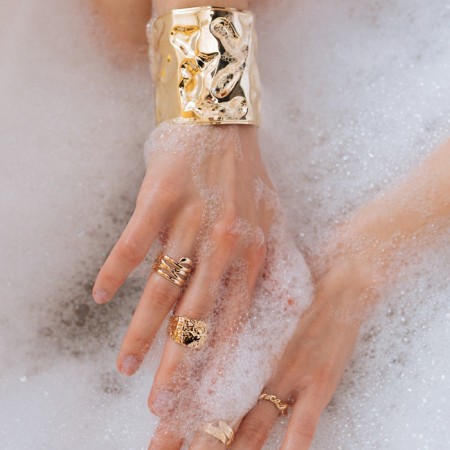 Bracelet Metal "Cuff" with recesses, color gold-6