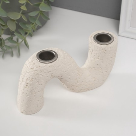 Gypsum candlestick, 2 candles "abstraction. Wave" d = 2.5 cm 3.5x16.5x8.7 cm-4