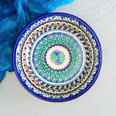 The plate of the Rishtan ceramics "Patterns", blue, deep, 20 cm-1