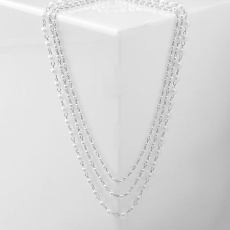 Beads with pearls "Olympia" trio, color silver, 45cm-3