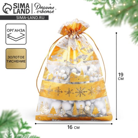 Bag Gift Organza "Golden City", 16 x 24 cm +/- 1.5 cm, New Year