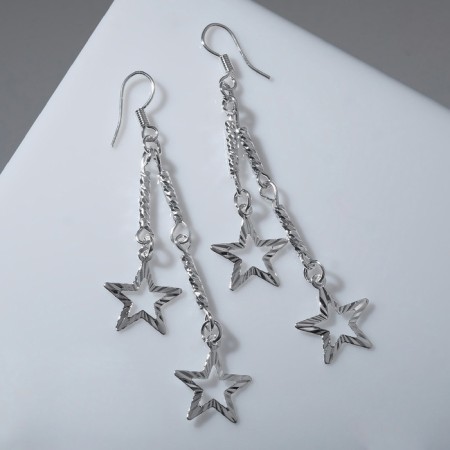Hanging "Stars" on chains, silver color-1