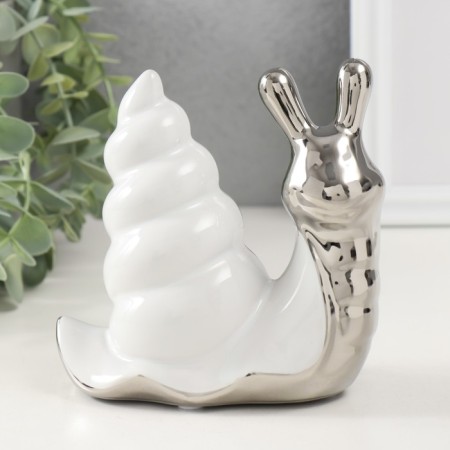 Souvenir Ceramics "Snail" silver with white 13.5x6.5x13.5 cm