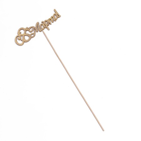 Toppers, gold glitter, with a skewer, "since March 8 No. 2" 13x5 cm-2