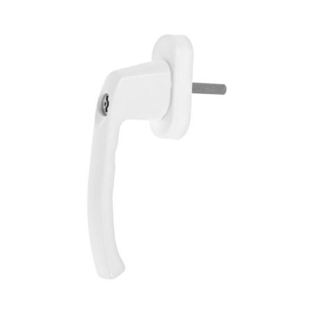 Window handle, 38 mm, with a lock, with a button, metal, white-1