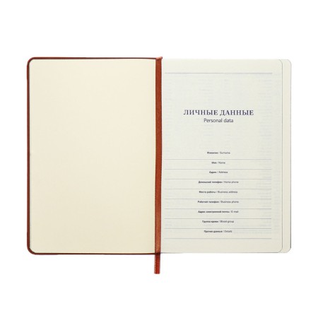 Leduced Diary A5, 140l, Cage, leatherette, elastic band, black cut, brown-6