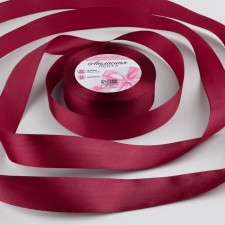 Satin tape, 25 mm × 23 ± 1 m, color raspberry-red No. 134