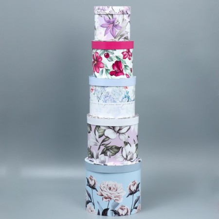 A set of hats 5 in 1, gift packaging, Flower Garden, 13 x 14 - 19.5 x 22 cm-12