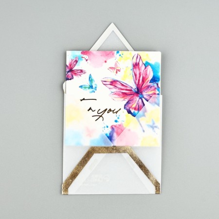 A postcard with an envelope "Butterflies", embossing, 7 x 7 cm-1