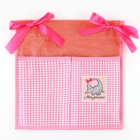 Organizer for storing things for a crib 2 compartments and a table basket "Our beloved daughter"-1
