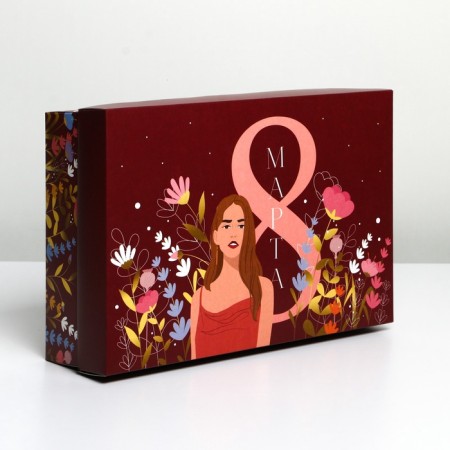 Gift folding box, packaging, “March 8, Girl”, 30 x 20 x 9 cm-2