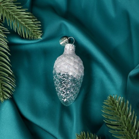 Christmas tree decoration "bump in the snow", transparent series, silver, gift packaging, H-8cm