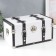 Casket wood to the leatherette "chest with belts" white 19x21x35 cm