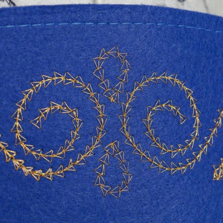 Bath cap with embroidery "Kazakhstani male cap with gold and blue patterns-2