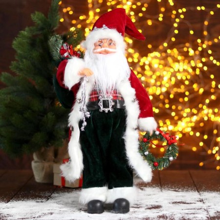 Santa Claus "In a red fur coat with a New Year's wreath" 24x45 cm