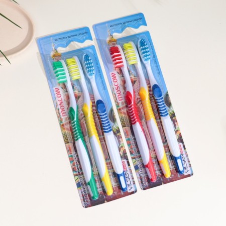 Toothbrush "Moscow" Vilsen Brush, medium stiffness, 3 pcs-4