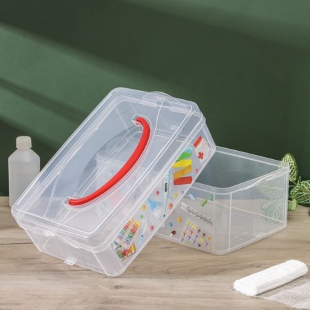 Universal Multi Box container, 2 sections, with a pen and decor, Mix drawing-1