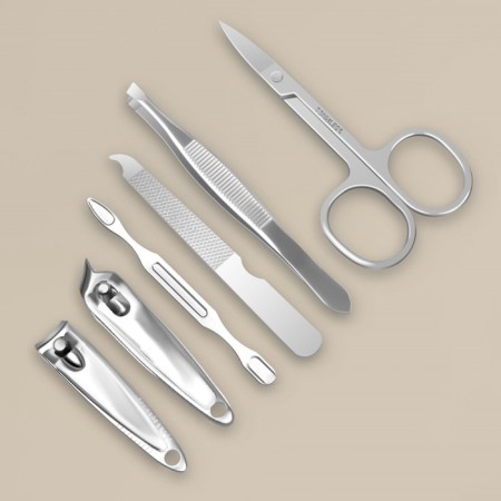 Manicure set “Care”, 6 items, in a case, in PVC - box, color gray color-2