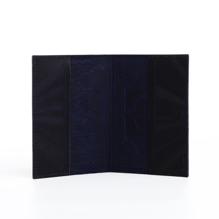 Cover for passport, embossing, emblem, dark blue color-6