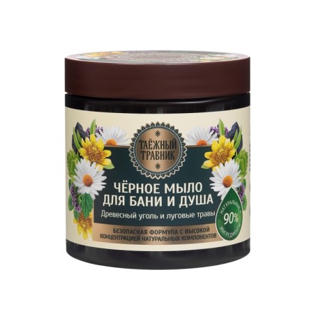 Black soap for a bath and shower Taiga herbal coat and meadow herbs, 500 ml