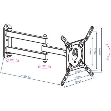 Kromax DIX-14 Black 15 "-42" Max.20kg, wall-moving rotary, moved 10047-5