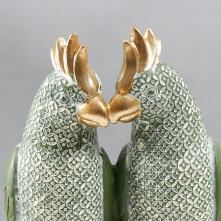 Polystone souvenir "Two green parrots on a bit" 26x10x12 cm-4