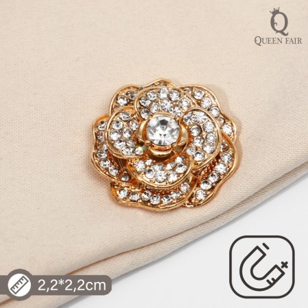 Magnet for a “flower” scarf rose fluffy, white color in gold