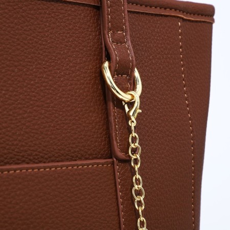 Bag Women's Tout with zipper, brown color-4