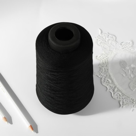 Threads for overlock 150d/1, 32910 m, textured, non -commissioned, black color-2