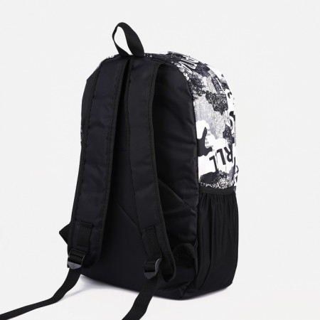 Youth backpack from textiles, 3 pockets, black/gray color-1