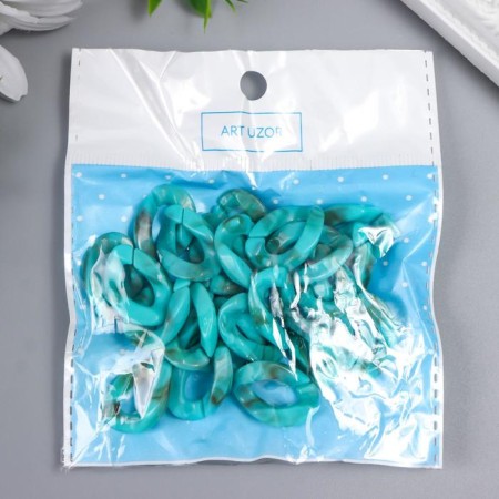 Decor for creativity plastic "Ring for the chain" Malachite set 25 pcs 2.3x1.65 cm-3