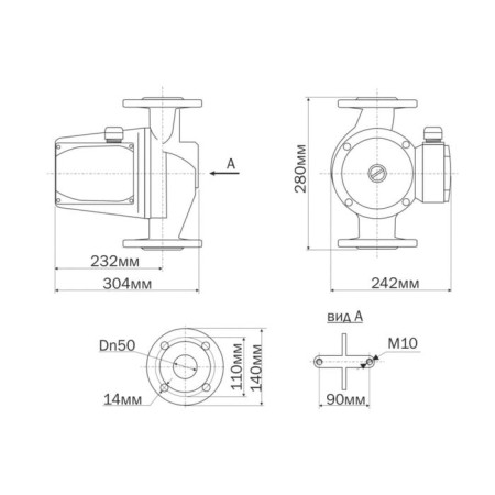 Circulation pump Aquario AC 14-14-50F 5141, 1300 W, 466 l/min, pressure 16 m, cast iron-4