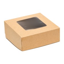 The box is folding, with a window, craft, 11.5 x 11.5 x 4 cm, set 10 pcs.